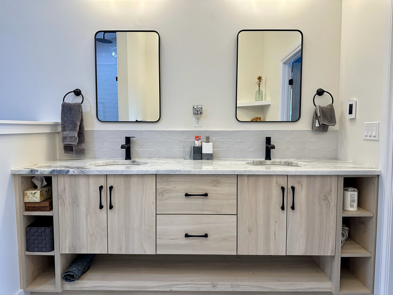 His and Her Sinks in the master bathroom